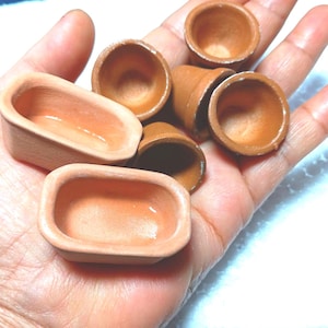 1:12 Scale Miniature Terracotta Pots, Dollhouse Garden Decor