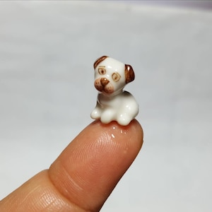 Adorable Tiny Micro Miniature Dog Hand Painted ,Collectable ,Ceramic Ornament ,Pet, Gift