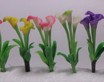 1:12th Scale Calla Lily Flowers House Miniature Flowers Accessory L