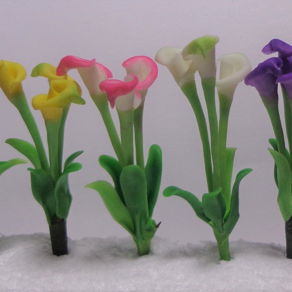 1:12ème Échelle Calla Lily Flowers House Miniature Flowers Accessoire L