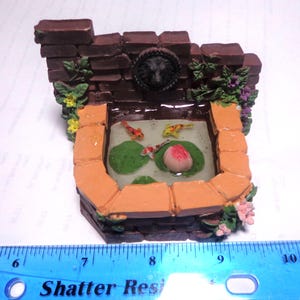 1:12 Scale Brick Effect Pond With 3 Koi carp  Dolls House Garden