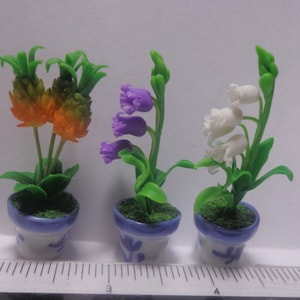 112 Scale Flowers , Flowers In A Pot Dollhouse Miniature Flower , garden image 1