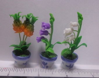 1;12 Scale Flowers , Flowers In A Pot Dollhouse Miniature Flower , garden