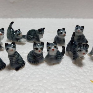 Adorable  Miniature Kitty Cat Hand Painted Collectable Gift Ceramic Ornament Kitten, Pet Present