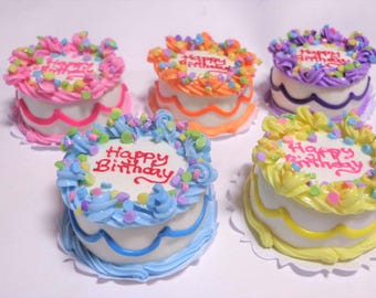 Large  Happy Birthday Cake, Dolls House Miniature cake