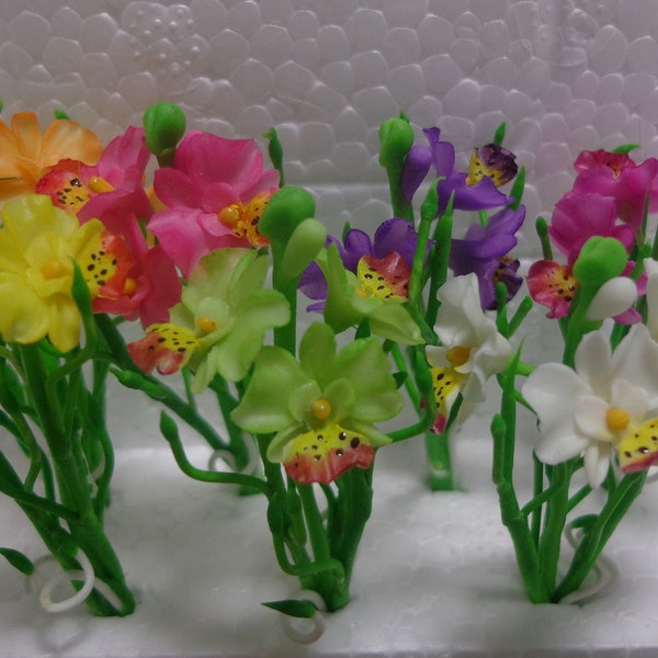 1;12 Scale Orchid, Vanda Miss Joaquim Flowers Dollhouse Miniature Flower , garden