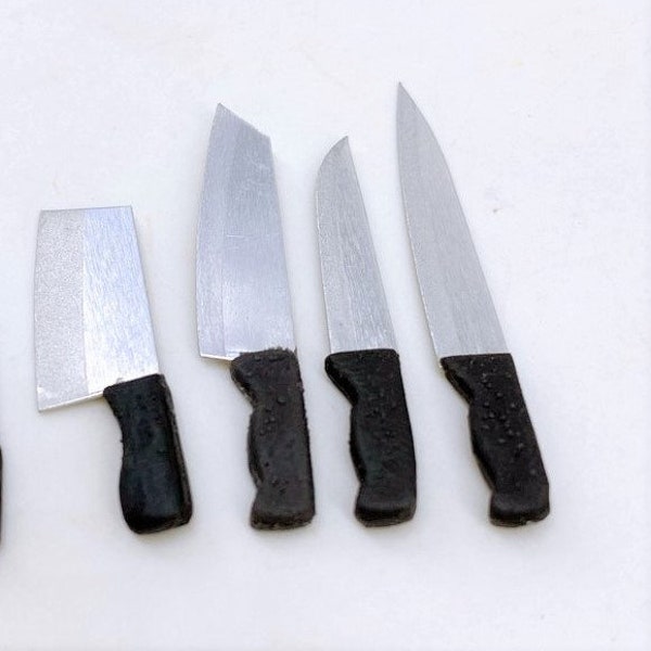 1;12th Set of  Four Knives,  Dolls House Miniature kitchen