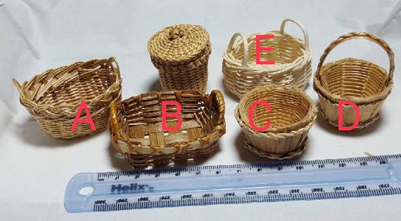 4 Mini Paniers En Osier Vintage - Décoration Poupée, Maison