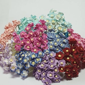 100 pcs Flat Paper Flowers for Crafts 25mm Mini Mulberry Paper Flowers for  Crafts Scrapbooking Wedding Card Supplies Embellishment Craft Flowers  Pressed DIY Gifts (Blue Tone) 