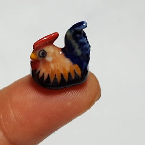 Tiny Little Micro Miniature  Hen ,Chicken ,Rooster Ceramic Ornament, Collectable. Gift ,Cute ,Pet