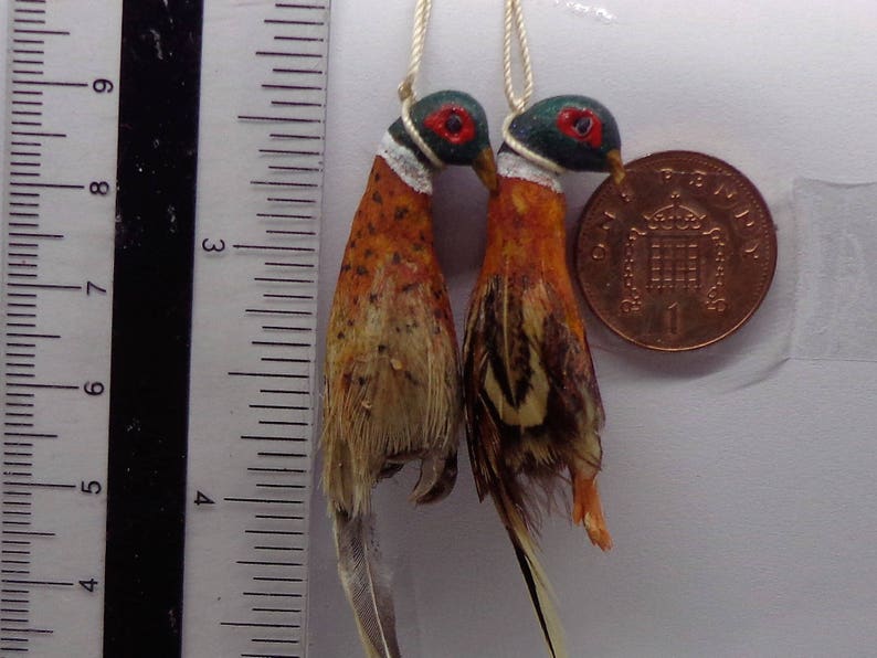 1:12 Scale A Pair Of Hanging Pheasant Dolls House Miniature Tudor Food, Butcher image 2