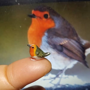 &#39;S Werelds kleinste miniatuur Robin Keramische huisdiervogel, handgeschilderd, verzamelobject, ornament