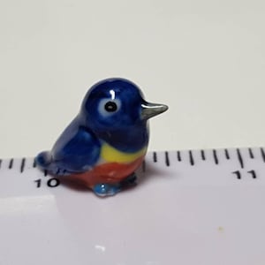 Large Blue  Ceramic Bird Dolls House Miniature Garden Bird