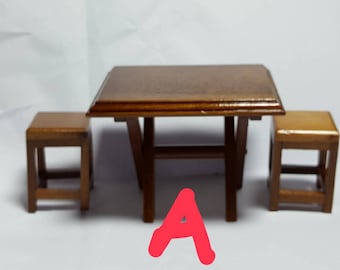 1;12 Scale Dolls House Table & 2 stool Dollhouse Miniature Shop