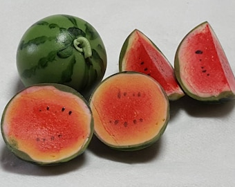 1;12 Scale Red Water Melon Dolls House Miniature Fruit , Garden , KITCHEN