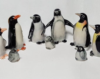 Set of 3 Ceramic  Penguin Family Miniature animal for decoration, for a gift