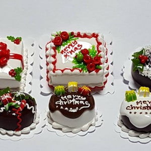 1:12 Échelle Gâteau de Noël Poupées Maison Miniature Boulangerie Accessoire de Noël