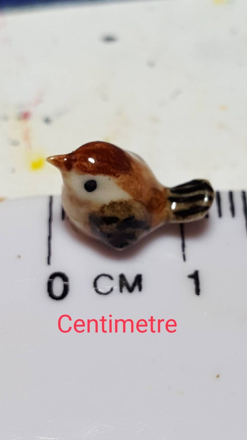 Smallest Tiny Miniature Wren Ceramic Garden Bird Hand Painted Collectable Ceramic Pet ,Ornament image 4