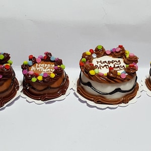 1;12 Scale Handmade  Happy Birthday Cake Dollhouse miniature