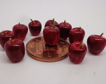 1:12 Maßstab 10 Red Delicious Apple Puppenhaus Miniatur Obst Zubehör