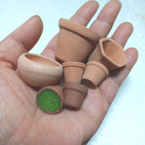 1;12 Scale Terracotta Flower Pots Dolls House Miniature Garden