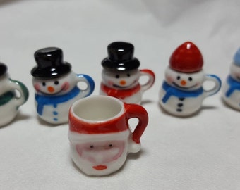 1;12 th  Ceramic Large Santa Mug, Snow man mug Miniature Ceramic