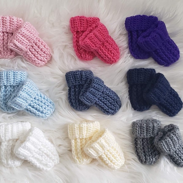 Crocheted Baby Mittens: 0-3 mo.