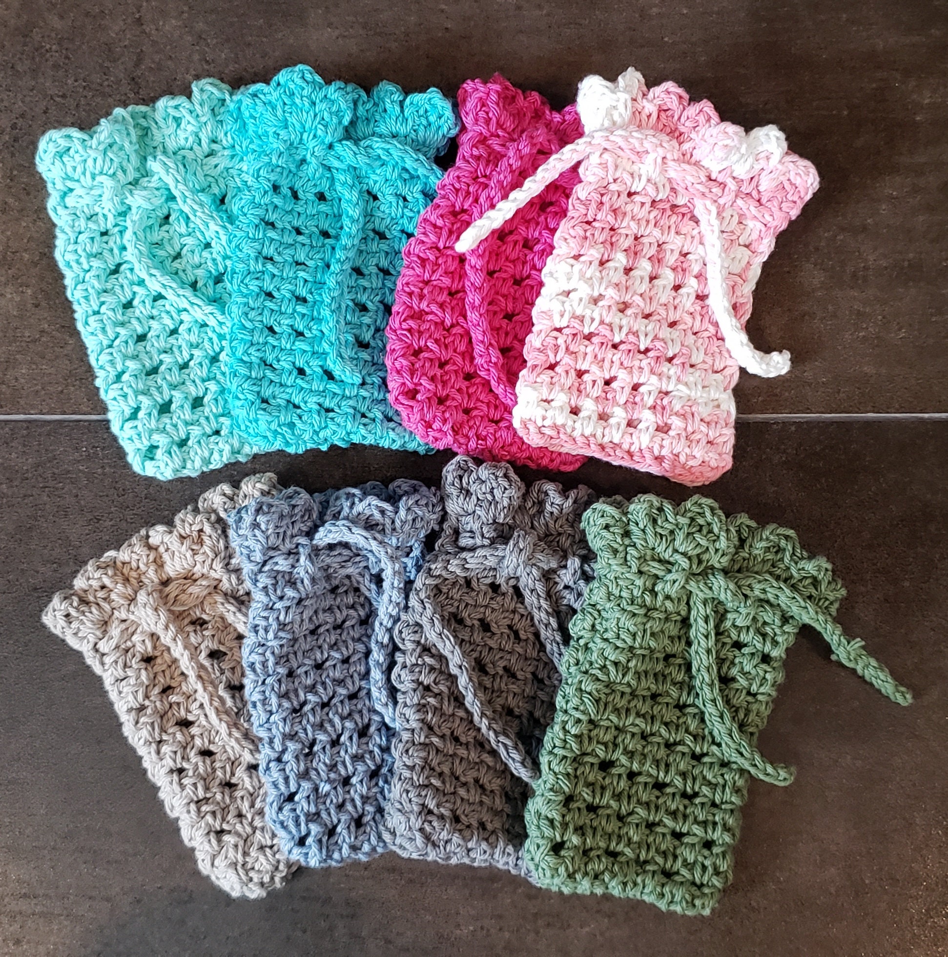 Crocheted Bath Set 3 face scrubbies 1 washcloth & 1 soap | Etsy