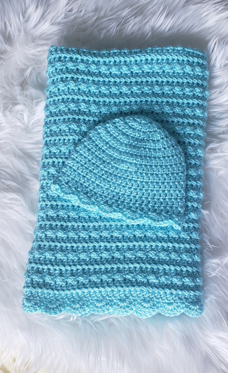 Crocheted Baby Blanket & Hat Set Robin's Egg and Orchid Etsy