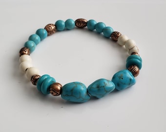 Turquoise, Howlite & Copper Bracelet