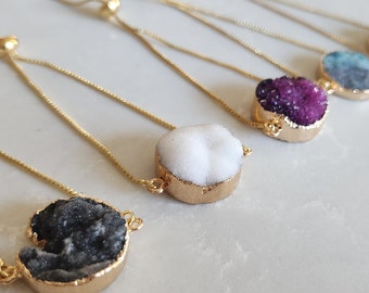 Druzy Agate Stone Adjustable Bracelet