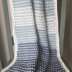 Crocheted Country Blue Ombre Baby Blanket