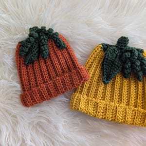 Gorro de bebé de calabaza tejido a crochet imagen 2