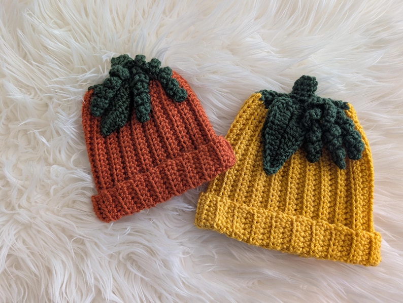 Gorro de bebé de calabaza tejido a crochet imagen 2