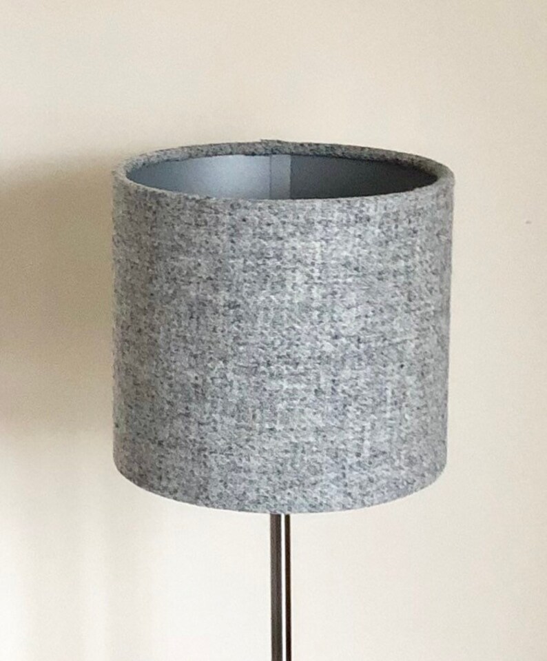 Harris Tweed Lampshade Silver Lining Grey Lamp Shade Metallic Table Ceiling
