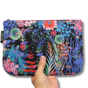 Liberty Tresco Neon Floral/ Botanical Zipper Pouch, Bolsa de maquiagem, Estojo de lápis. Pretty Bright Flower Garden Zipped Wallet/ Bolsa de cosméticos/ Presente
