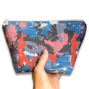 Bolsa com zíper graffiti/bolsa de maquiagem/bolsa de cosméticos. Estojo para lápis de arte de parede urbana. Carteira retrô Pollock com zíper. Presente de skate/skate.