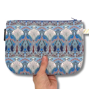 Bolsa com zíper Liberty 'Ianthe', bolsa de maquiagem, estojo para lápis. Bolsa de cosméticos floral Art Déco/Nouveau. Carteira de armazenamento acolchoada Gatsby com zíper.