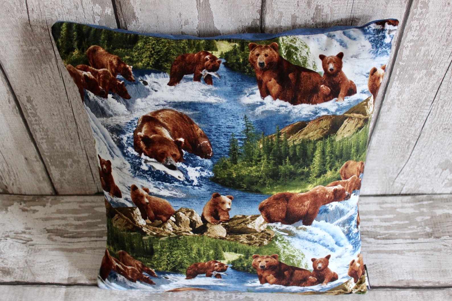 Brown Bears Cushion Cover Grizzly Bear Pillow Decorative Etsy