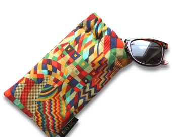 Liberty Bauhaus Sunglasses Case, Geometric Sunglass Pouch, Vintage 70s Art Fabric Accessory, Bold Print Soft Case, Summer Gift.