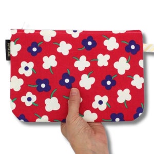 Linda bolsa floral vintage com zíper, bolsa de maquiagem, estojo de lápis. Bolsa cosmética retrô flor Ditsy Daisy, carteira com zíper, embreagem/acessório.