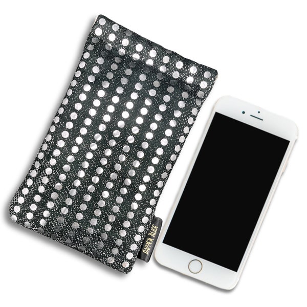 Disco! Phone Pouch/ Mobile Wallet. Protective iPhone Sleeve/ Accessory. Sequin, Sparkle Polkadot Fun. Gift for Her/ Daughter.