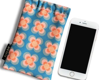 Phone Pouch/ Mobile Wallet. Mid Century Style Floral, Geometric Flower Power Protective iPhone Sleeve/ Accessory. Retro Quant, Heals Gift.