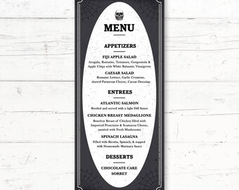 halloween menu card etsy