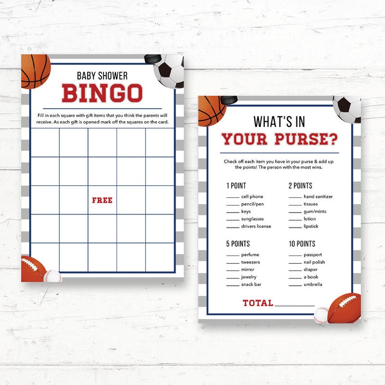 Sports Printable Baby Shower Games Package Football | Etsy