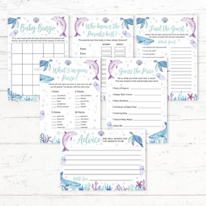 Ocean Animals, Printable, Baby Shower, Couples Shower, 6 Games Package, Sea Life, Ocean, In the Sea, Sea Turtle, Dolphin, Instant Download