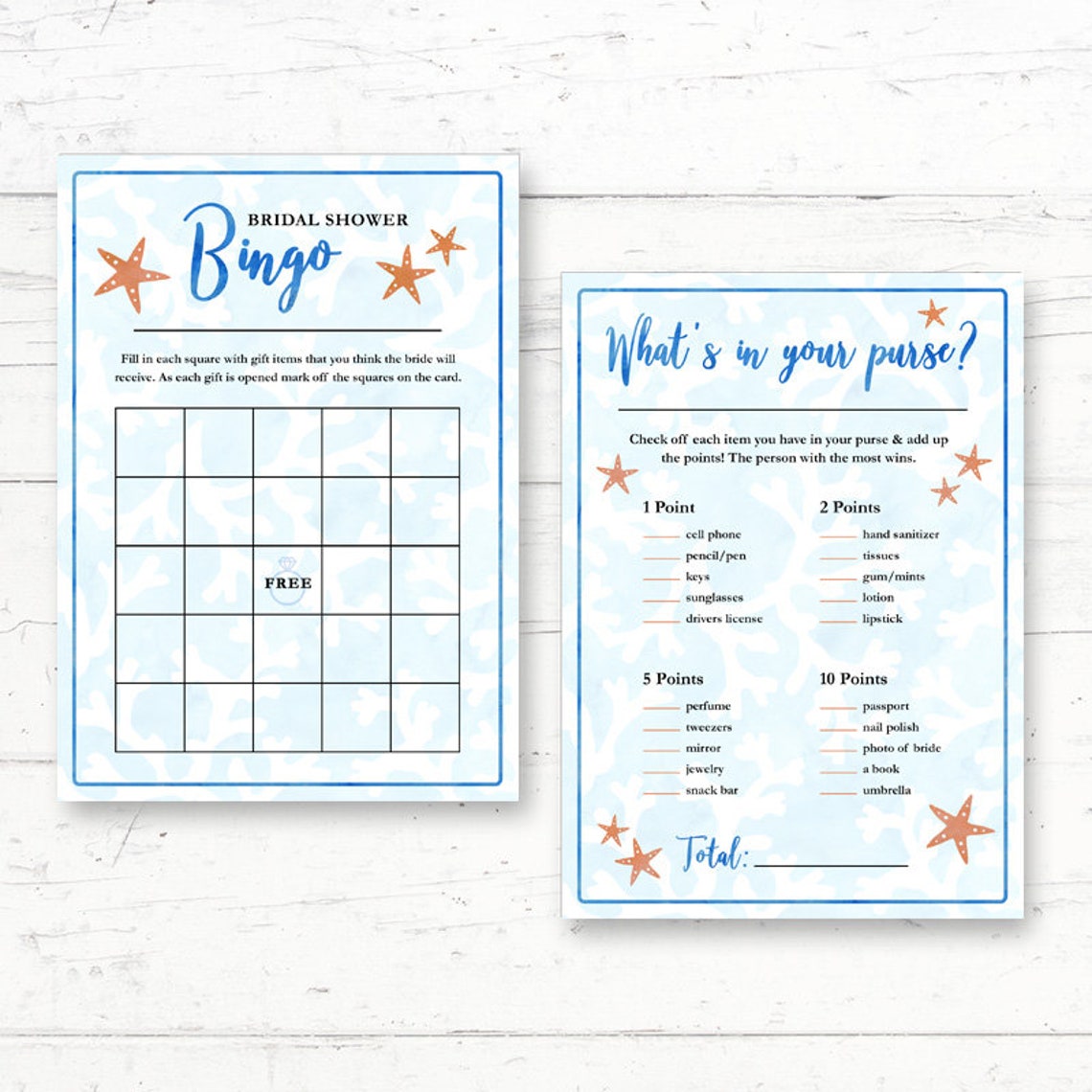 Beach Bridal Shower Printable Games Package 6 Games | Etsy