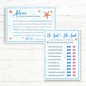 Beach, Bridal Shower, Printable, Games Package, 6 Games, Starfish ...