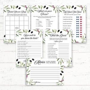 Tuscan Italian Bridal Shower Printable Games Package - 6 Games - Greek, Italy, Mediterranean, That&#39;s Amore, Olives - Instant Download