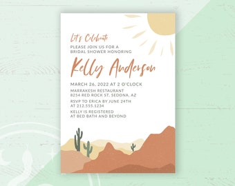 Sedona Desert, Bridal Shower, Baby Shower or Couples Shower Printable Invitation, Desert, Cactus Custom Printable Invite